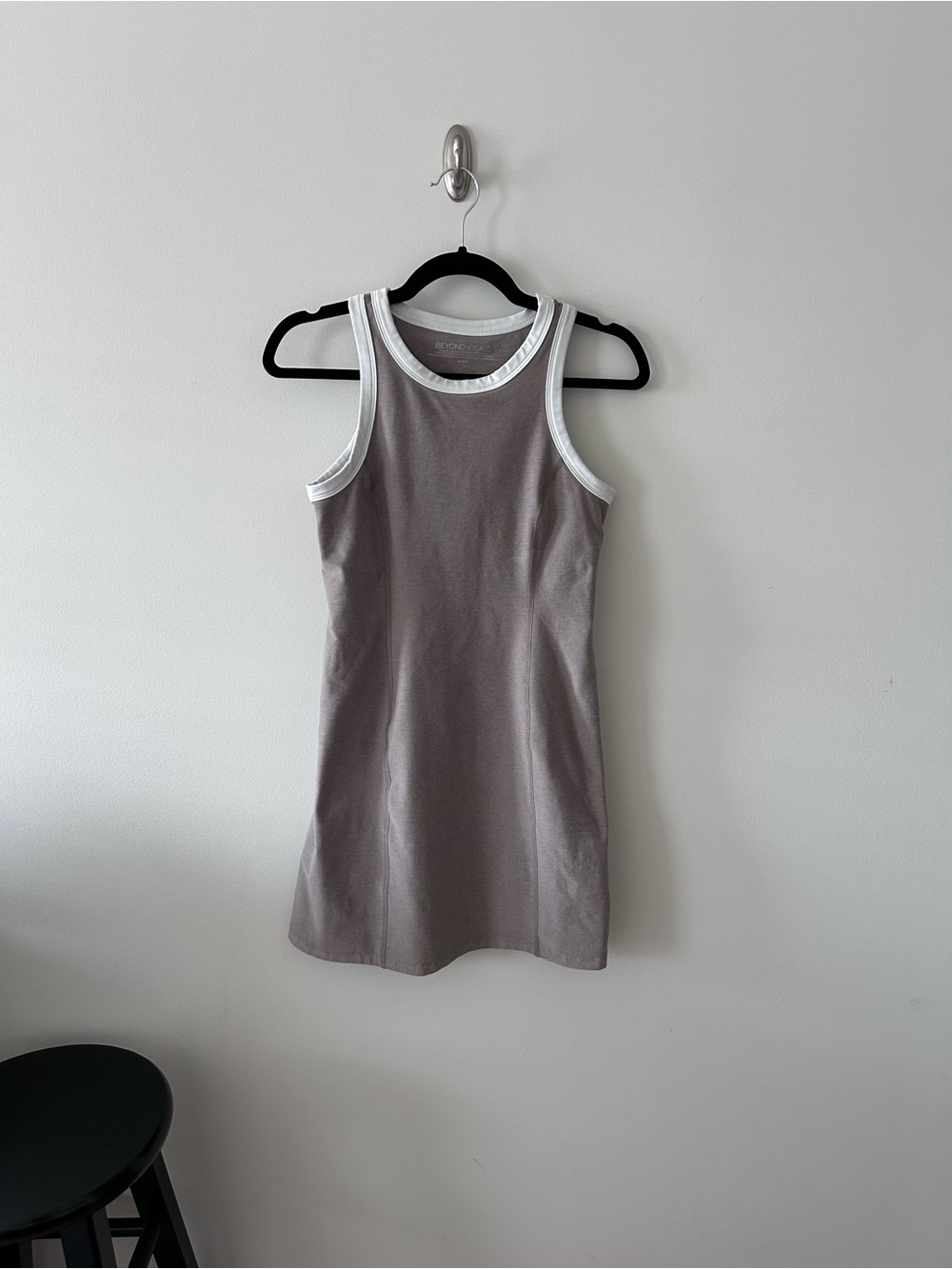 Beyond Yoga Tank Dress with White Trim - Taupe